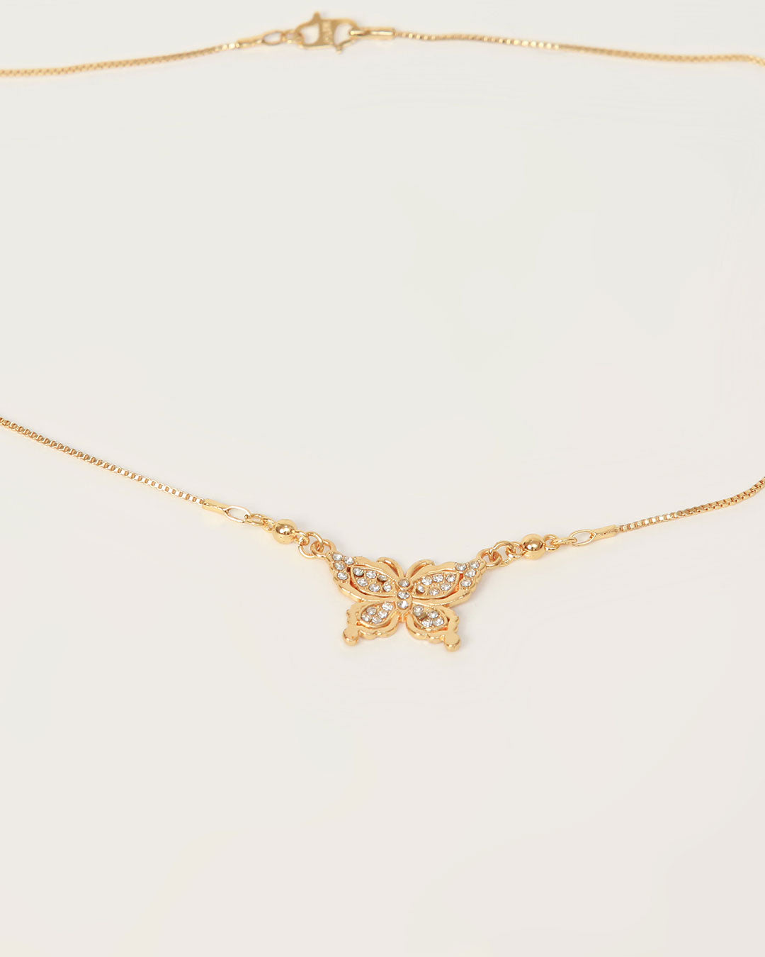 Gold Butterfly Crystal Necklace