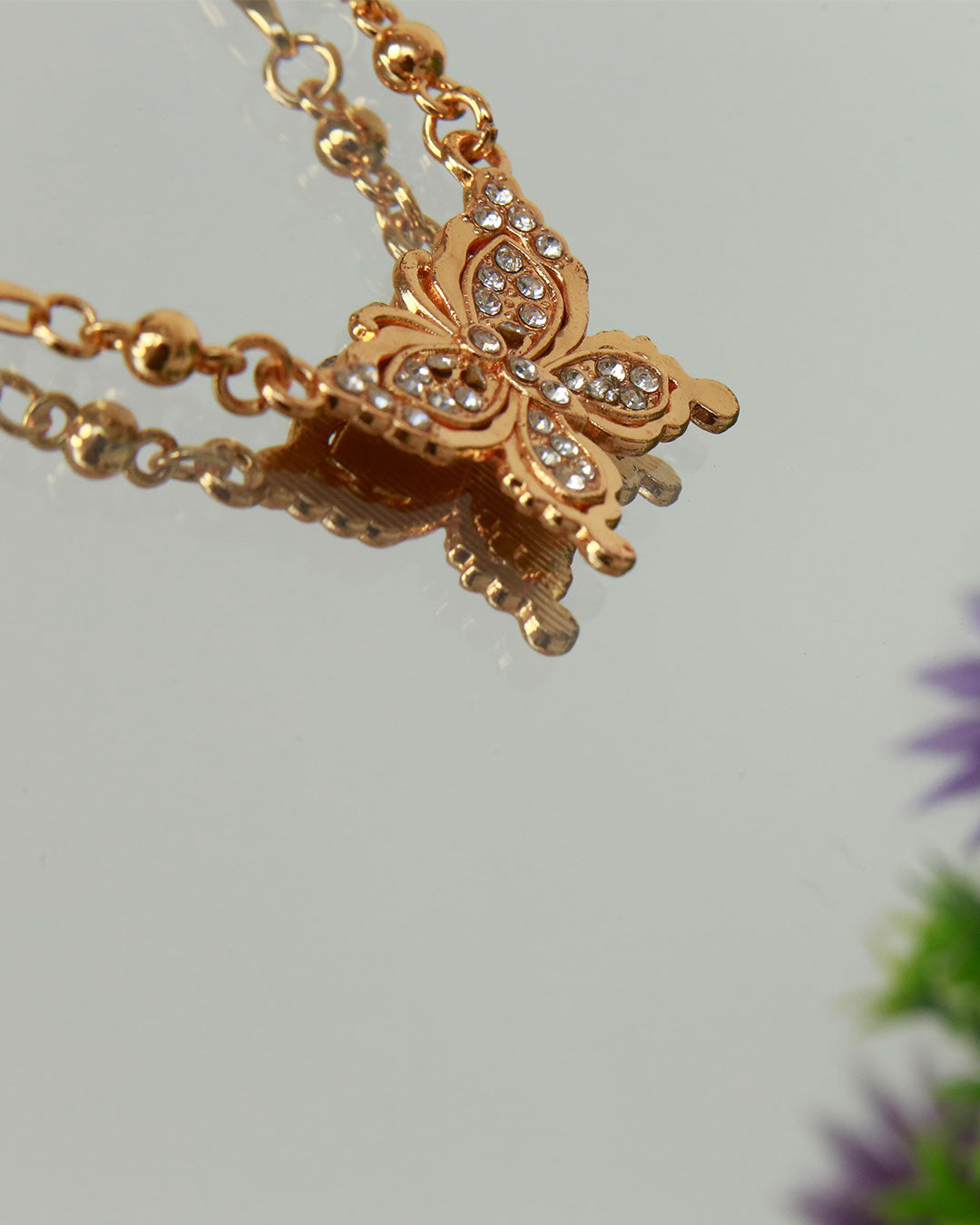 Gold Butterfly Crystal Necklace