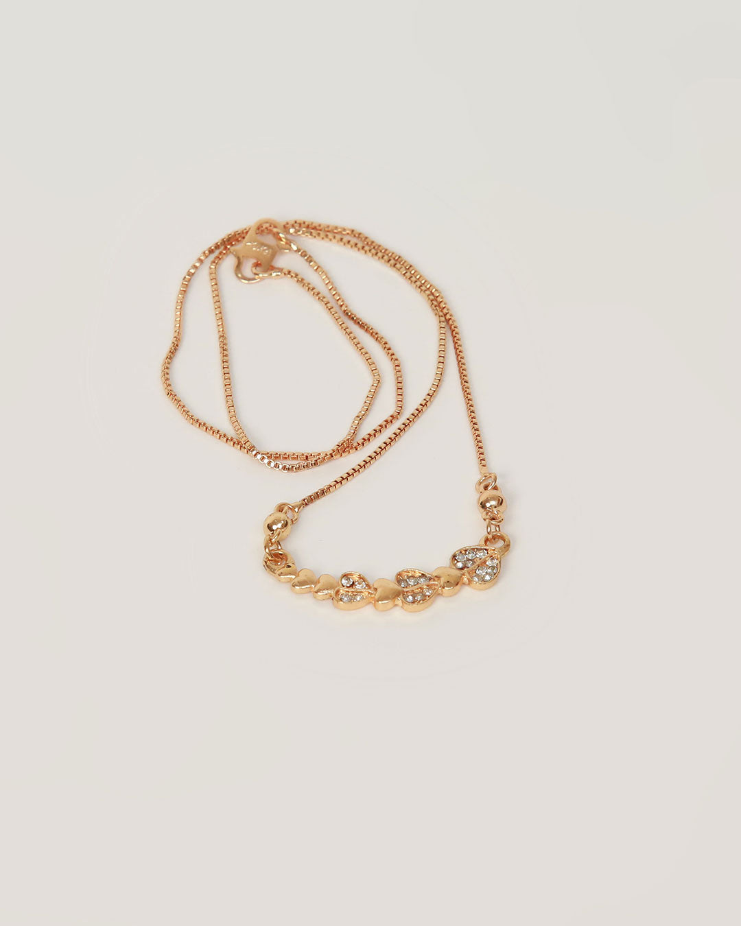 Gold Crystal Heart Link Necklace