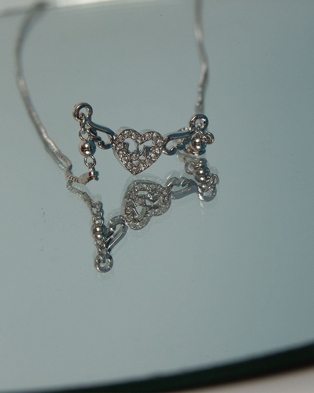 Silver Heart Crystal Pendant Necklace