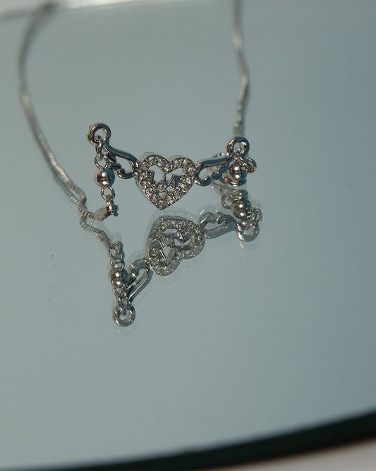 Silver Heart Crystal Pendant Necklace