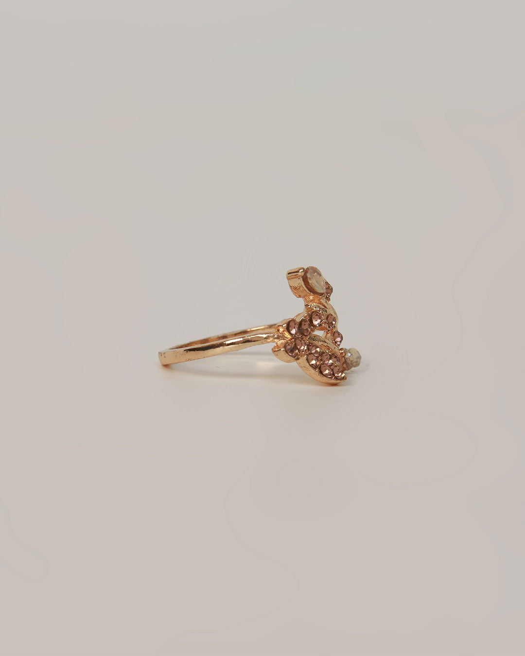 Rose Gold Leaf Crystal Vine Ring