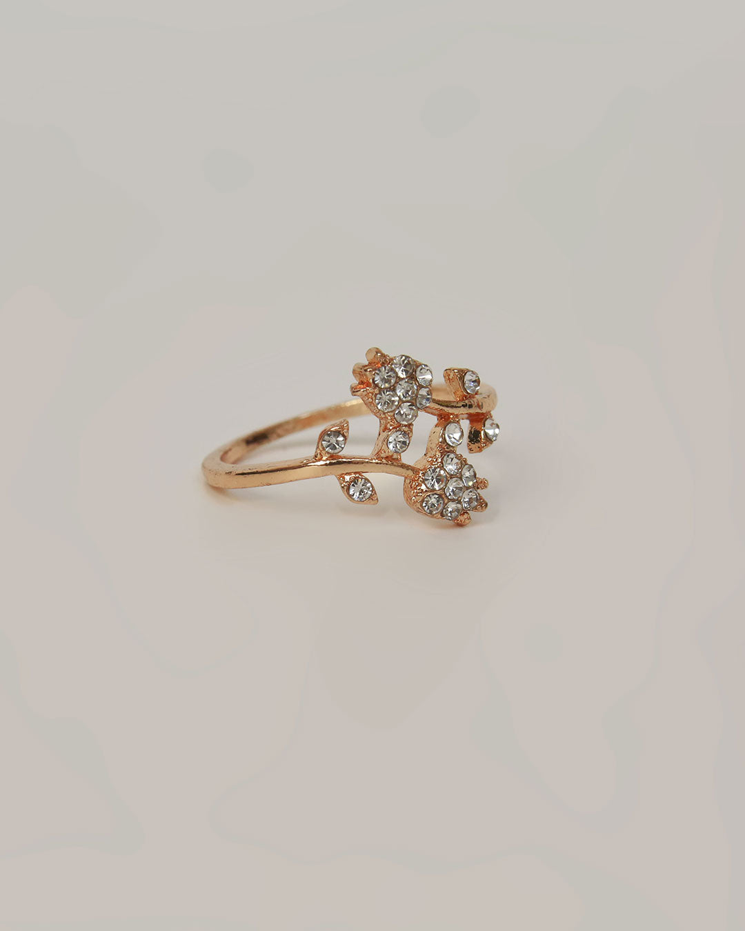 Gold Floral Crystal Vine Ring