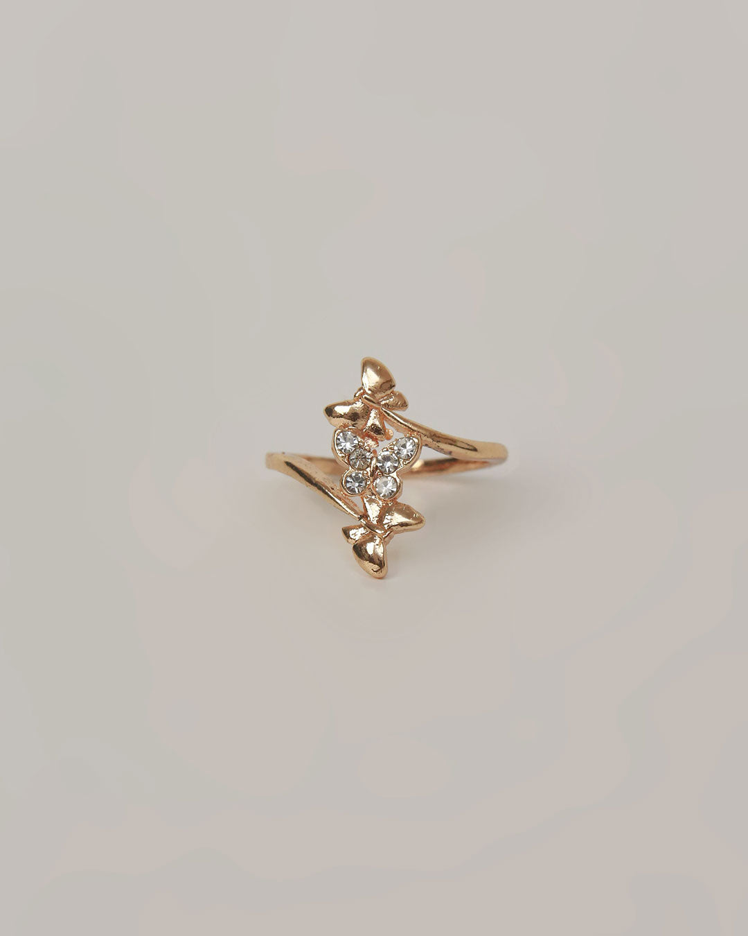 Gold Bow Knot Crystal Ring