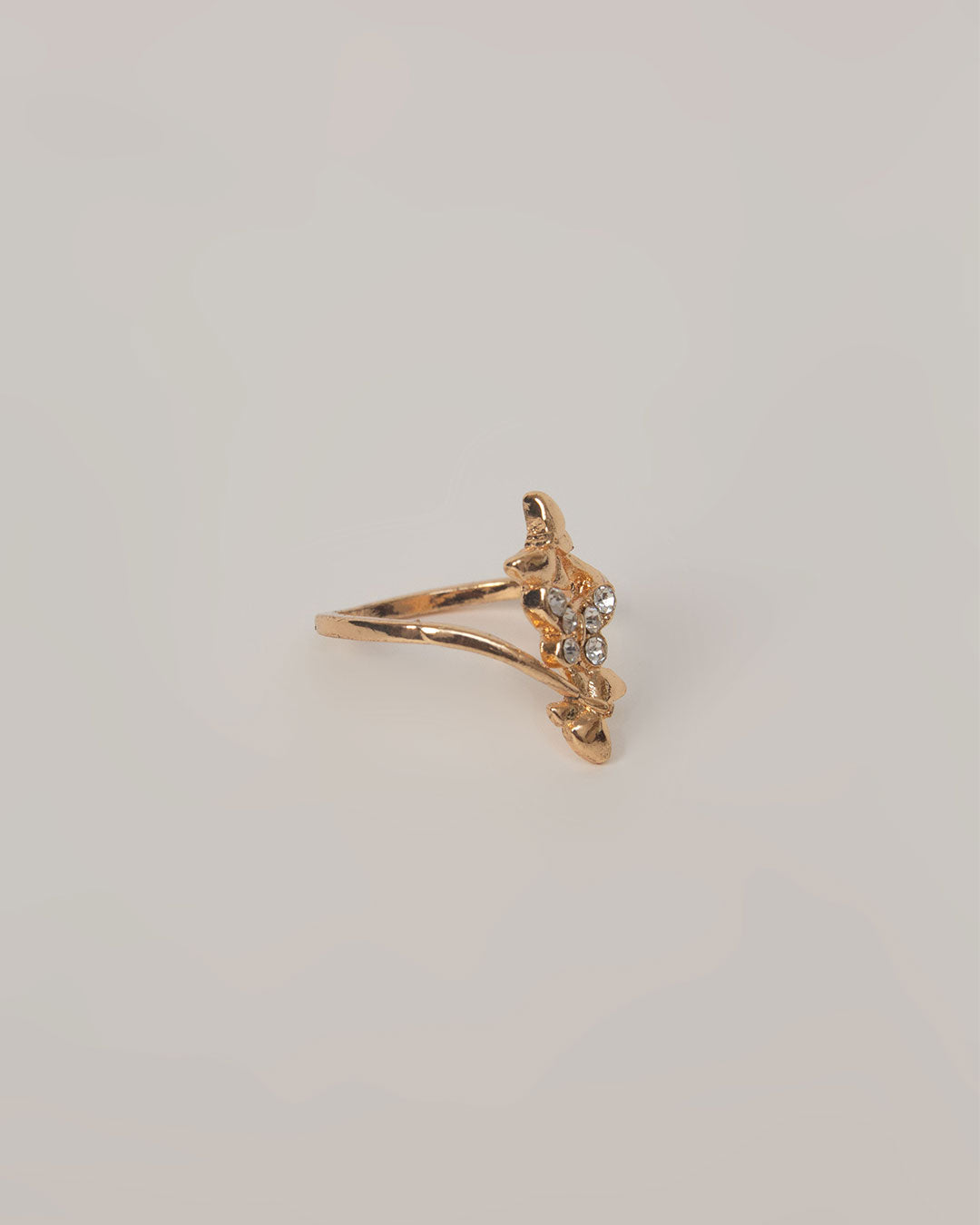 Gold Bow Knot Crystal Ring