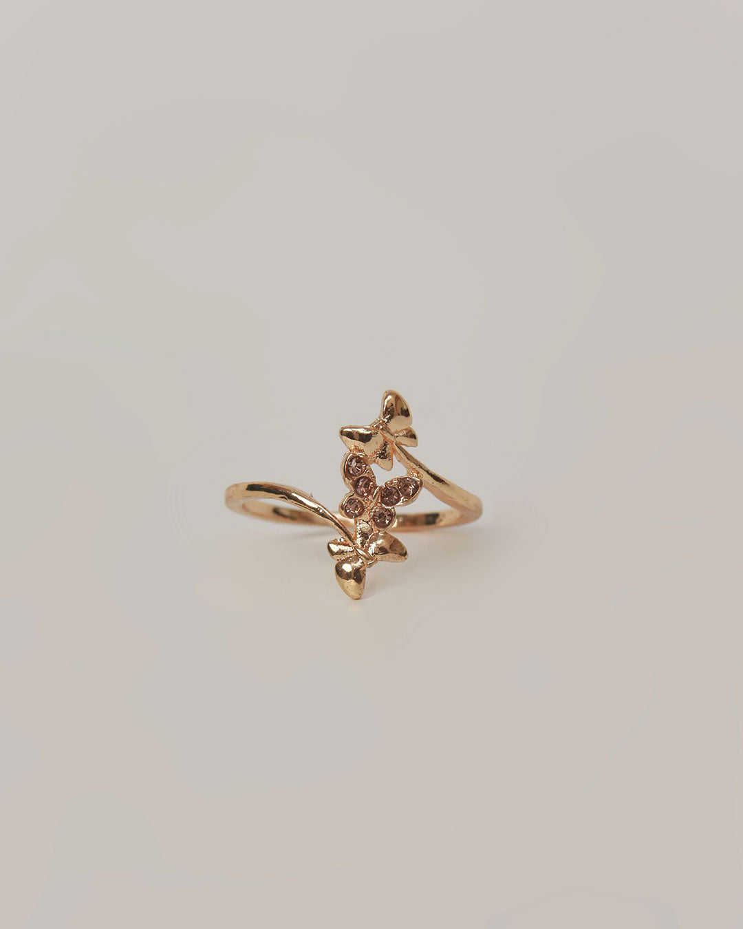 Gold Bow Knot Crystal Ring