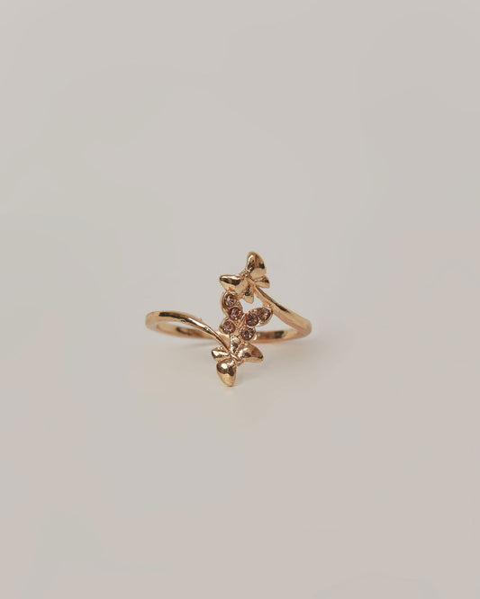 Gold Bow Knot Crystal Ring