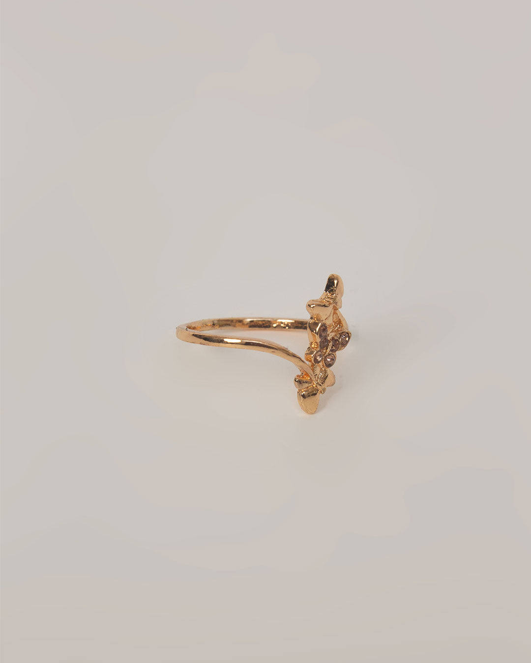 Gold Bow Knot Crystal Ring